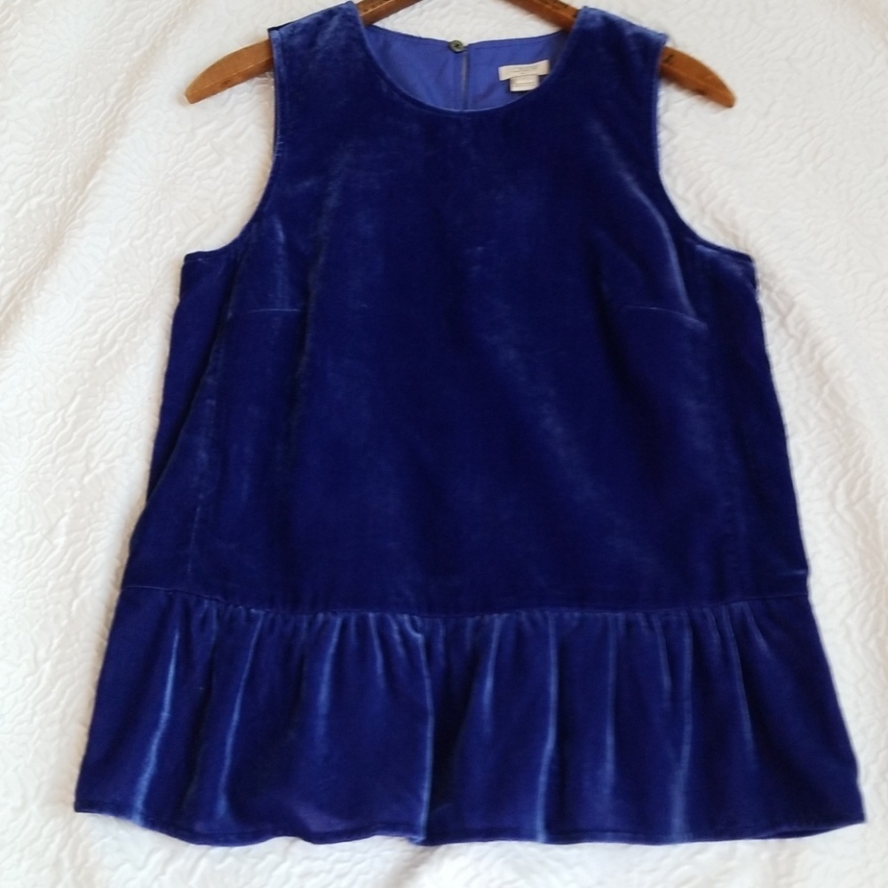 J. Crew Velvet Royal Blue Peplum Top - Picture 4 of 8